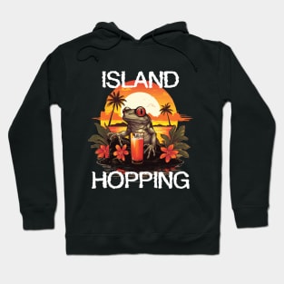 Coqui Frog with Drink - Island Hopping (White Lettering) Hoodie